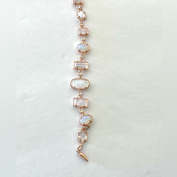 KENDRA SCOTT Lariat Y Necklace in Rose Gold tone with crystals and drusy stones - Picture 2 of 3